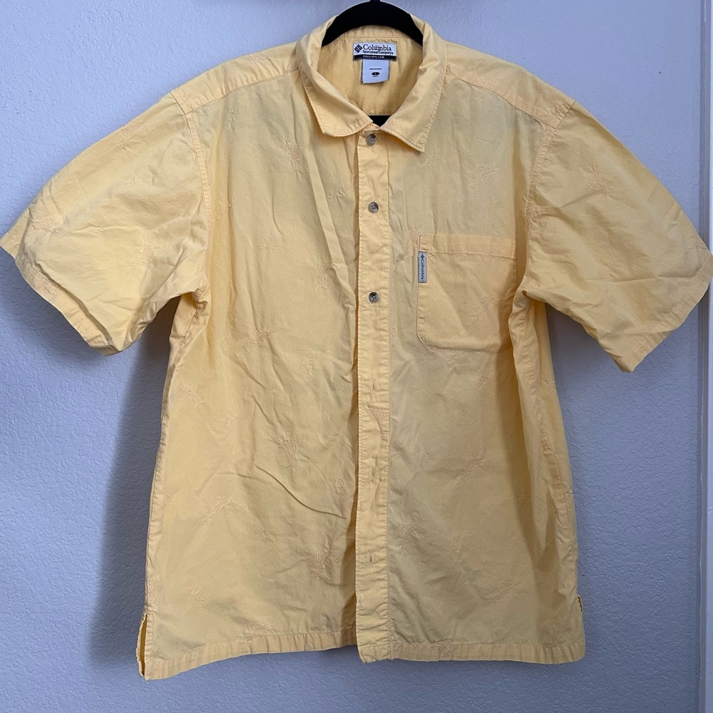 COLUMBIA | Embroidered Marlin Martini Button-Down Short Sleeve Shirt (SZ - L)